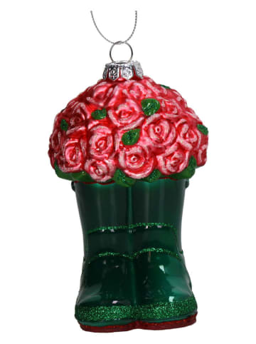 Baumschmuck "Wellies & Roses" in Grün/ Pink - (H)13,5 cm