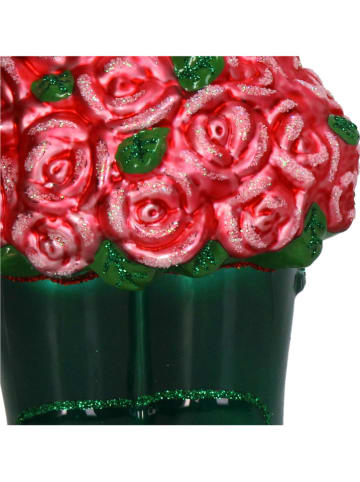 Ozdoba choinkowa "Wellies & Roses" w kolorze zielono-różowym - wys. 13,5 cm