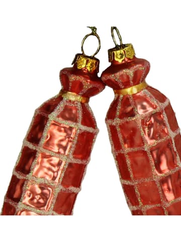Ozdoba choinkowa "Salami Duo" w kolorze złoto-czerwonym - wys. 12,8 cm