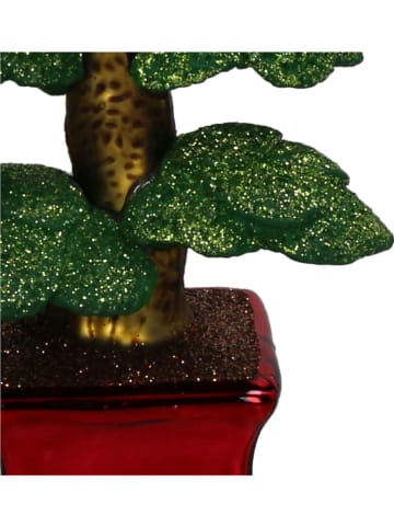 Ozdoba choinkowa "Bonsai Tree" w kolorze zielono-czerwonym - wys. 12 cm