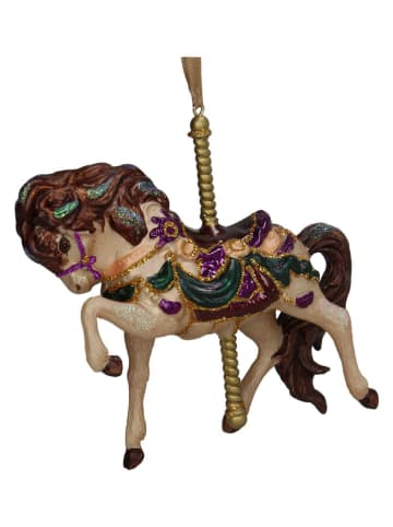Ozdoba choinkowa "Carousel Horse" w kolorze kremowo-brązowym - wys. 12,4 cm
