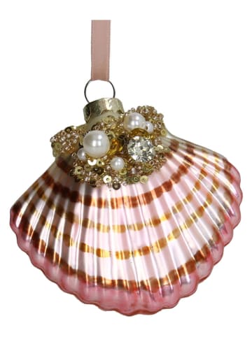 Ozdoba choinkowa "Shell" w kolorze złoto-jasnoróżowym - wys. 7,6 cm