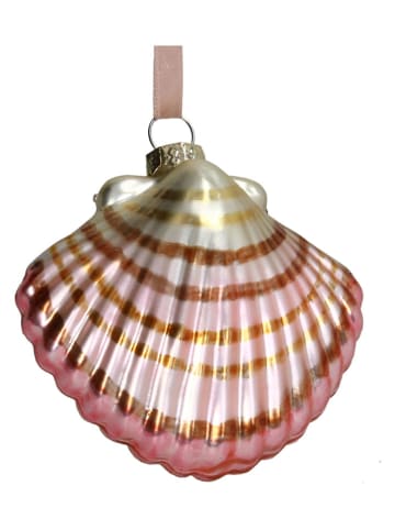 Ozdoba choinkowa "Shell" w kolorze złoto-jasnoróżowym - wys. 7,6 cm