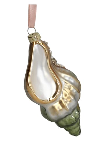 Ozdoba choinkowa "Shell" w kolorze złoto-białym - wys. 12,7 cm