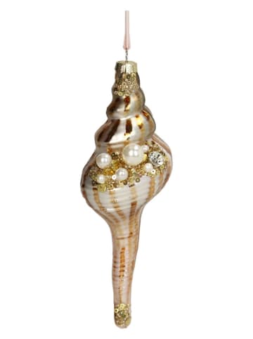 Ozdoba choinkowa "Shell" w kolorze złoto-białym - wys. 20,3 cm