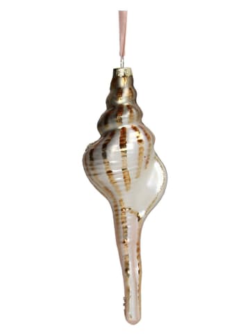 Ozdoba choinkowa "Shell" w kolorze złoto-białym - wys. 20,3 cm