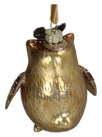 Ozdoba choinkowa "Owl" w kolorze złoto-białym - wys. 9,5 cm