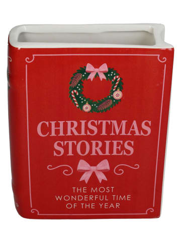 Vase "Book Christmas Stories" in Rot/ Rosa - (B)15 x (H)18 x (T)5,5 cm