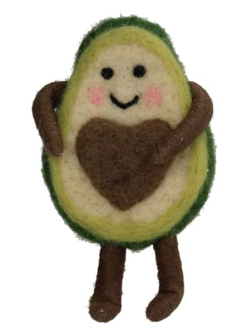 Figurka dekoracyjna "Avocado Heart" w kolorze zielono-brązowym - wys. 11 cm