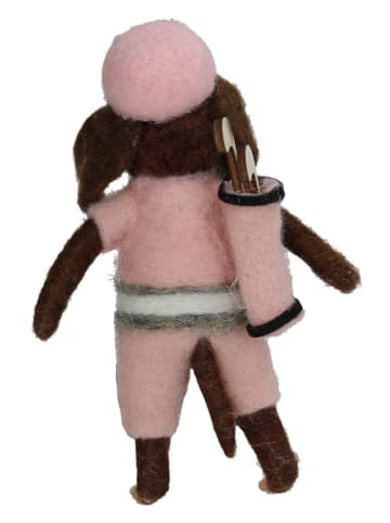 Decoratief figuur "Dog Golf" lichtroze/bruin - (H)14 cm