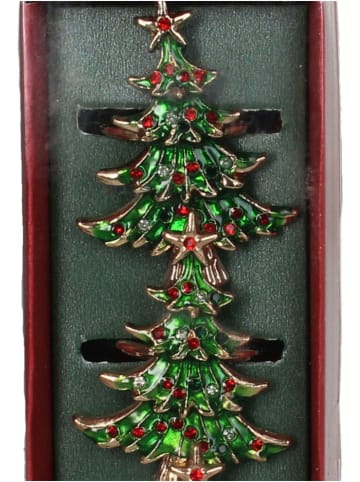 4er-Set: Serviettenringe "Tree" in Grün - (H)3,5 cm