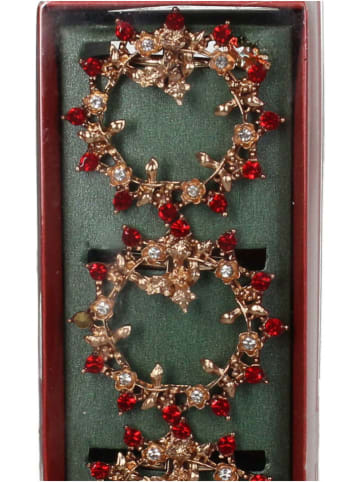 4er-Set: Serviettenringe "Wreath" in Gold/ Rot - (H)3,5 cm