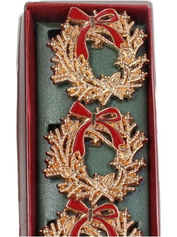 Pierścienie (4 szt.) w kolorze złoto-czerwonym na serwetki - wys. 3,5 cm