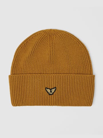 Czapka beanie w kolorze musztardowym