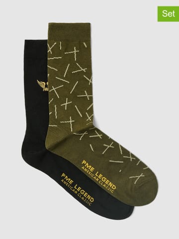 2er-Set: Socken in Schwarz/ Khaki