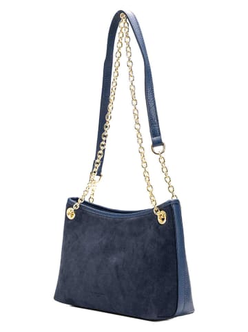 Leder-Schultertasche "Mia" in Dunkelblau - (B)28 x (H)17 x (T)8 cm