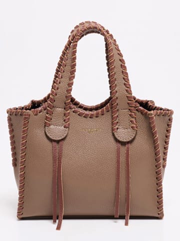 Skórzana torebka "Kamelia" w kolorze brązowym - 25 x 20 x 9 cm