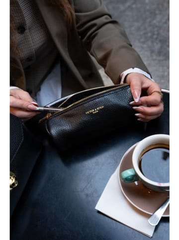 Leder-Kosmetiktasche "Laya" in Schwarz - (B)20 x (H)10 x (T)3 cm