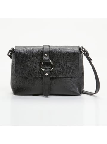 Leder-Umhängetasche "Ring" in Schwarz - (B)21 x (H)16 x (T)5 cm