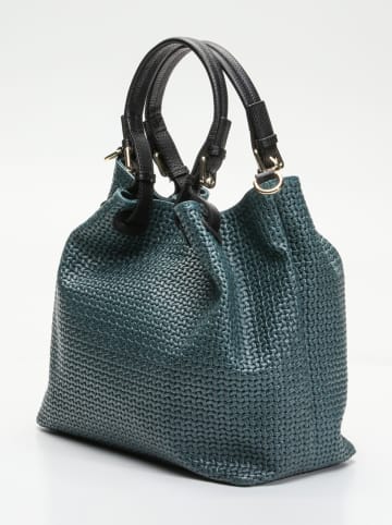 Leder-Schultertasche "Reina" in Dunkelgrün - (B)33 x (H)31 x (T)16 cm