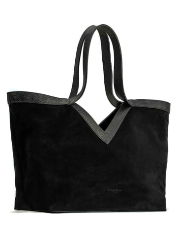 Skórzany shopper bag "Siri" w kolorze czarnym - 50 x 29 x 14 cm