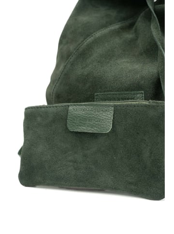 Leren schoudertas "Sorrel" groen - (B)40 x (H)35 x (D)3 cm