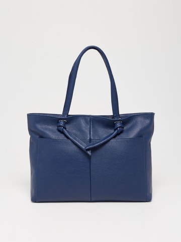 Leder-Shopper "Ly" in Blau - (B)40 x (H)29,5 x (T)11 cm
