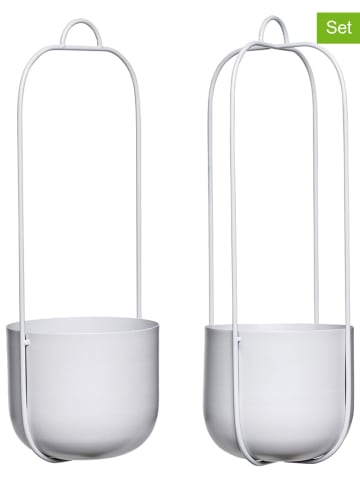 2-delige set: hangende bloembakken grijs - (H)44 x Ø 16 cm