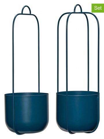 Wiszące doniczki (2 szt.) "Lotus" w kolorze granatowym - wys. 44 x Ø 16 cm