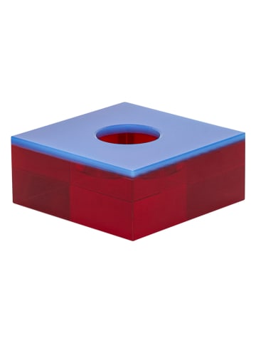 Świecznik "Flux" w kolorze niebiesko-czerwonym - 10 x 4 x 10 cm