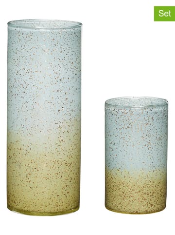 2-delige set: vazen "Shimmer" lichtblauw/lichtbruin
