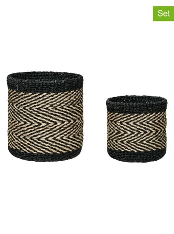 2-delige set: opbergmanden "Criss Cross" beige/zwart
