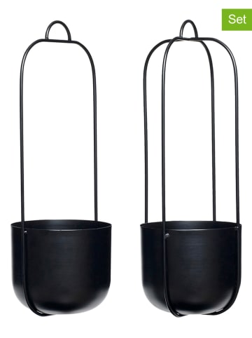 Wiszące doniczki (2 szt.) w kolorze czarnym - wys. 44 x Ø 16 cm