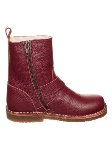 Leder-Winterstiefel in Dunkelrot