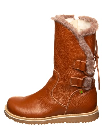 Leder-Winterstiefel in Hellbraun