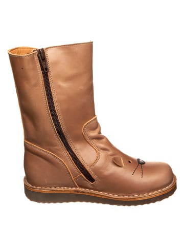 Leder-Stiefel in Hellbraun