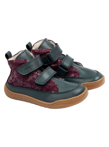 Leder-Barfußschuhe in Dunkelblau/ Lila