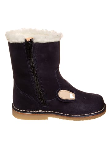 Leder-Winterstiefel in Dunkelblau