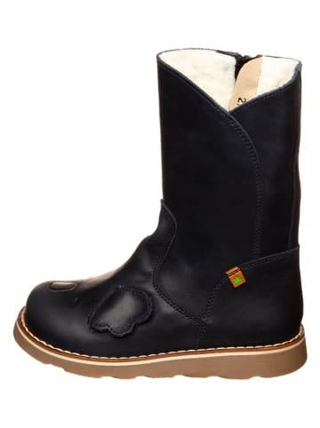 Leder-Winterstiefel in Dunkelblau
