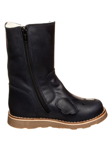 Leder-Winterstiefel in Dunkelblau