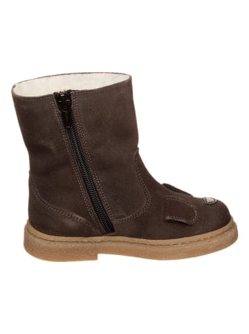 Leder-Winterstiefel in Dunkelbraun