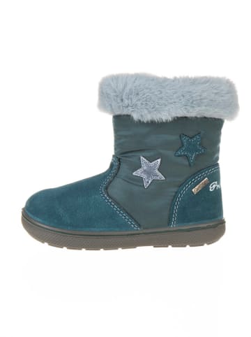 Leder-Winterstiefel in Türkis