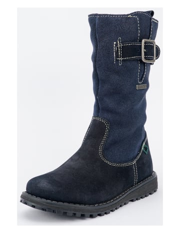 Leder-Winterstiefel in Dunkelblau