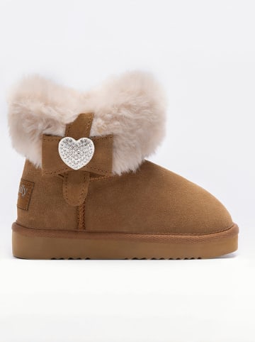 Leder-Winterboots "Zoey" in Hellbraun
