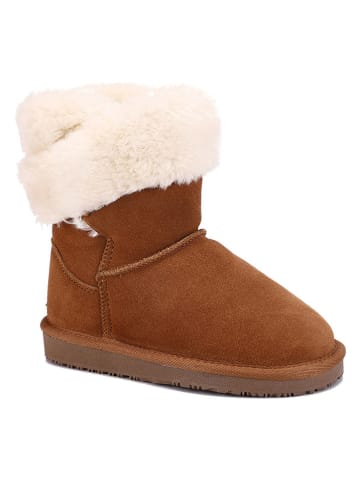 Leren winterboots "Fiore" lichtbruin