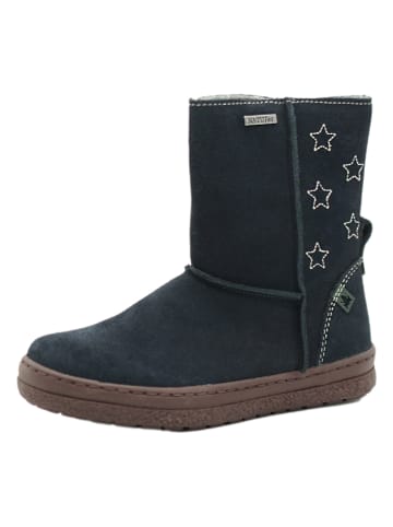 Leder-Winterstiefel in Dunkelblau