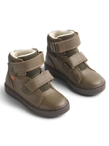 Leren winterboots kaki