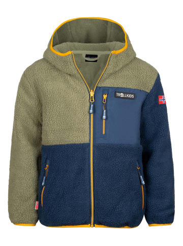 Fleece vest "Aurlandsfjord" kaki/donkerblauw