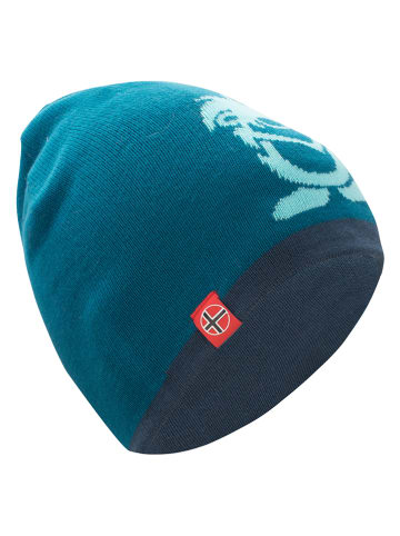 Dwustronna czapka beanie "Troll" w kolorze niebiesko-granatowym