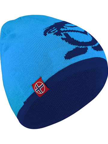Dwustronna czapka beanie "Troll" w kolorze błękitno-granatowym